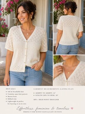 Dillard’s Short Sleeve Knit Cardigan – Tagged S (Fits XL Relaxed)